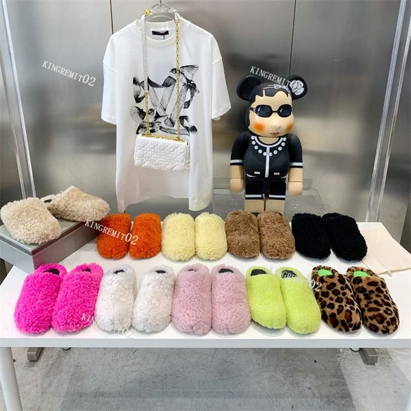 

fur slippers designer slippers women slides round toe horse hair slides flat half slipper men slipper size 35-47, Black