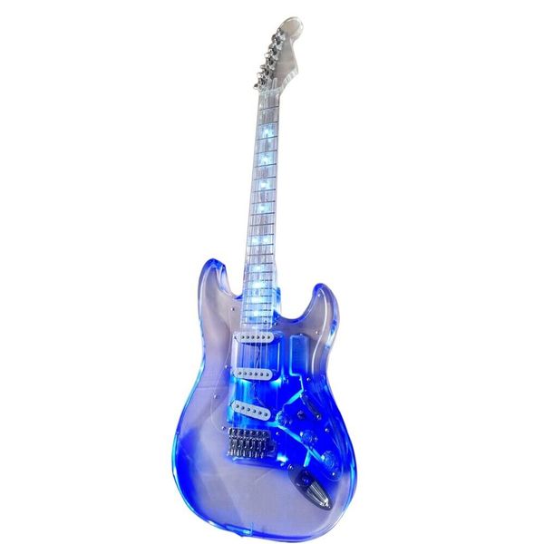 

high-quality st acrylic electric guitar with blue led light