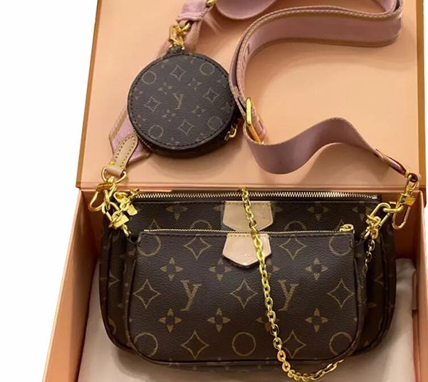 

designer bags old flower brown three in one shoulder bag seven color shoulder strap clutch combo embossed fashion luxury multi pochette wome