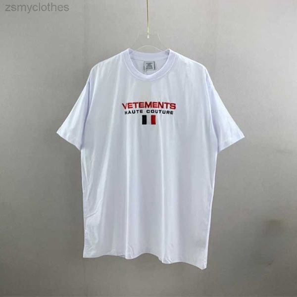 

men's t-shirts good quality embroidery flag vetements fashion t shirt men vetements women cotton shirts jersey vtm short sleeve, White;black