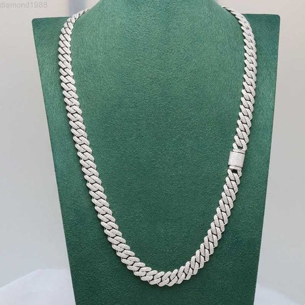 

paston custom jewelry flawless 925 silver 14mm 24inches moissanite cuban chain round shape moissanite necklace