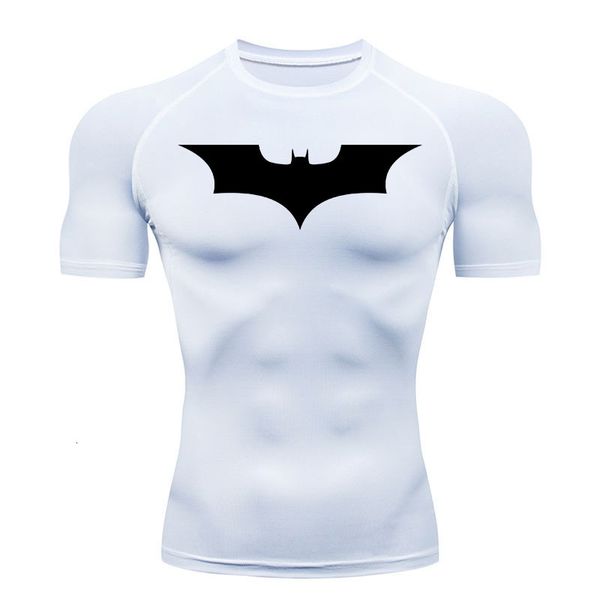 

men's t-shirts sports running shirt men's t-shirt fitness short t-shirt quick dry work out gym tights muscle shirt compression mma, White;black