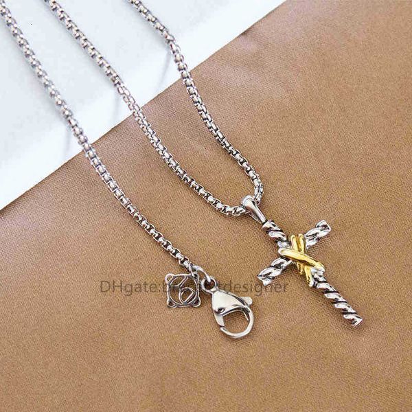 

strands pendant dy x necklace luxury fashion designer jewelry chain classic button cross double necklaces thread, Black