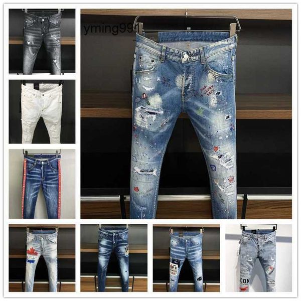 

2023 new arrivals d2 mens luxury purple designer denim jeans holes trousers dsquare jeans coolguy biker pants mens clothing vwb9, Blue