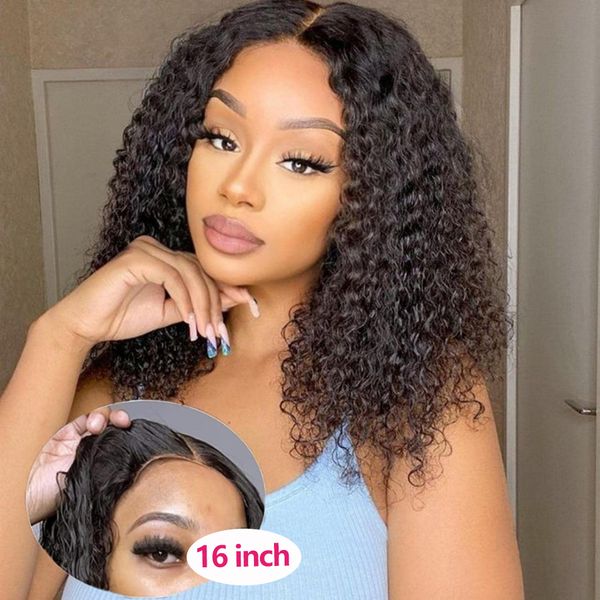

Water Wave Bob Glueless Wig Human Hair Ready To Wear and Go Short Bob Human Hair Wigs 8-16 Inch 4x4 Pre Cut Lace Wigs for Women, Natural color