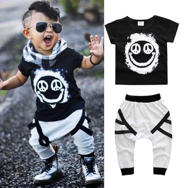 

sets clothes summer kids short sleeve boy t-shirt pants suit clothing set newborn sport suits children baby boy clothes, White