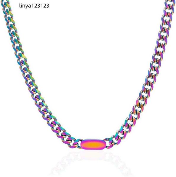 

tassadarglory women's coarse gold necklace - titanium steel 18k thick chain necklace classic fashion cuban chain necklace women's, Golden;silver