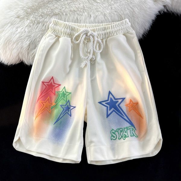 

women's pants s american retro star graffiti shorts men and women summer loose street brand students high waist sports fivepoint 230828, Black;white