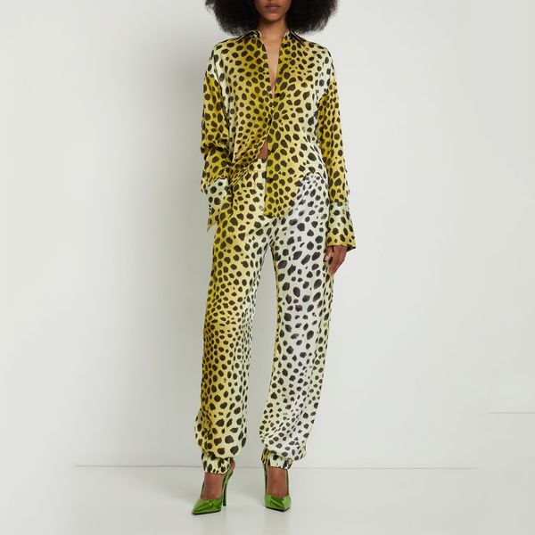 

women's pants s money leopard positioning print y2k midhigh waisted drawstring pants chic casual 2023 early fall 230828, Black;white