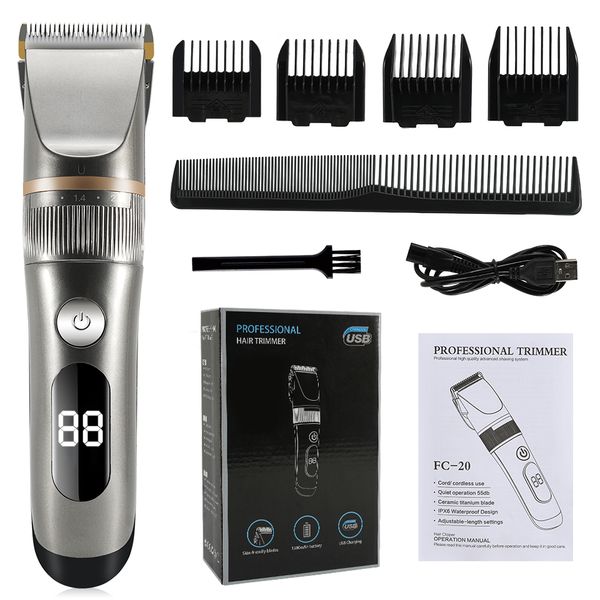 

electric shavers hair clipper professional trimmer for men with led screen washable rechargeable strong power ceramic cutting 230828