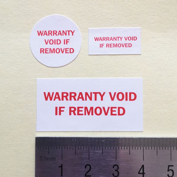 

WARRANTY VOID IF REMOVED Tamper Evident Stickers Removal Proof Eggshell Brittle Paper Label Repair Guanantee Stamp Invalid Tag
