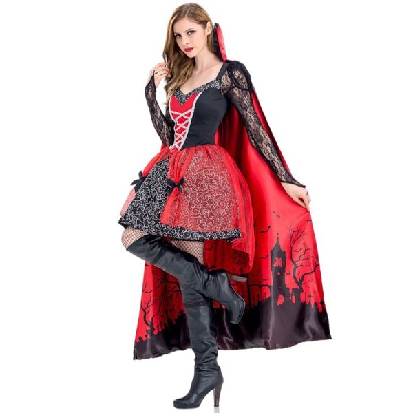 

charming queen costume for girls - halloween fancy dress with witches' touch, Black;red