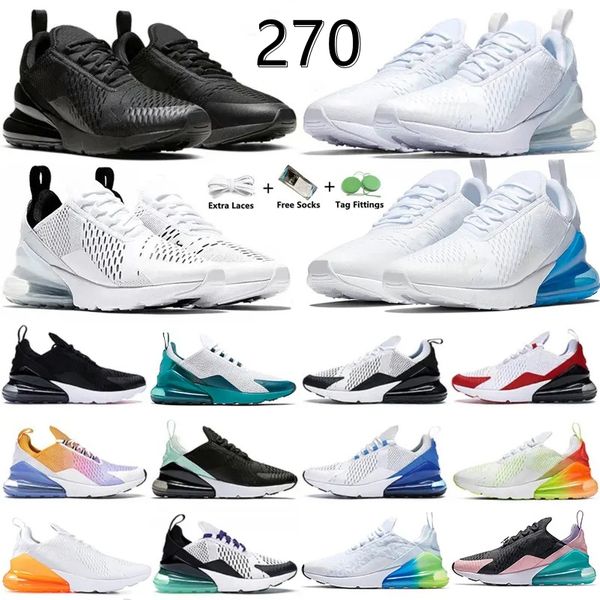 

270 jogging walking 270s react men women running shoes sneaker triple black white red total orange volt core white anthracite print tiger tr