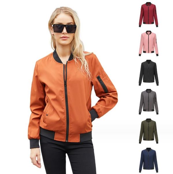 

new women's jackets spring and autumn solid color thin flight jacket casual long women outfits baggy fall womens128, Black;brown