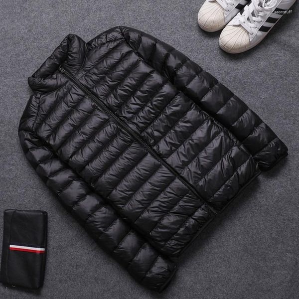 

men's down sanishroly men jacket winter white duck ultra light parkas coats male lightweight short outwears plus size 4xl se341, Black