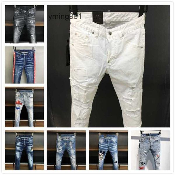 

2023 new arrivals d2 mens luxury purple designer denim jeans holes trousers dsquare jeans coolguy biker pants mens clothing 2s67h, Blue