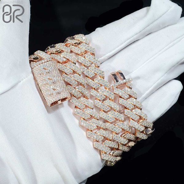 

wholesale price 8mm 10mm 12mm 14mm 925 silver cuban chain necklace iced out round brilliant cut moissanite fine jewelry