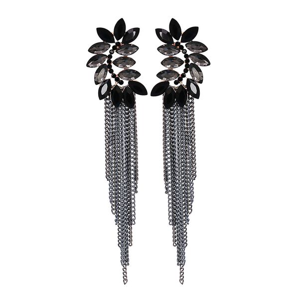 

bohemian earing colorful diamond embellished flower tassel earrings, Golden
