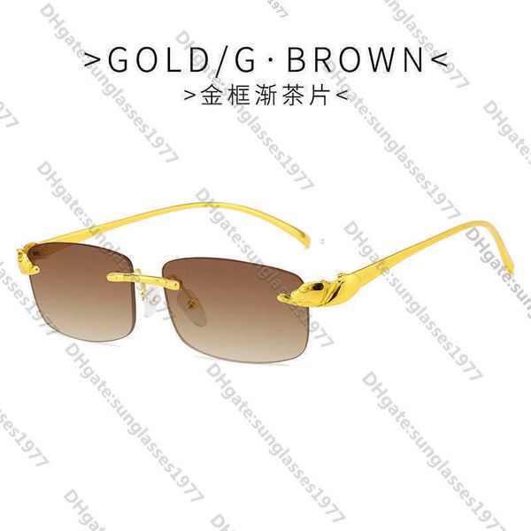 

Fashion Designer Cool sunglasses 2023 new cheetah sub-head men's color frameless glasses trend box women 1GK1K