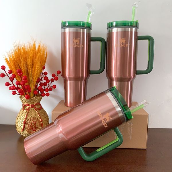 

40 oz stanley x lainey wilson quencher - watermelon moonshine steel tumbler with logo mugs with handle insulated