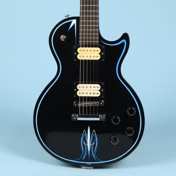

paul studio rod ebony with blue and white pinstripe electric guitar as same of the pictures