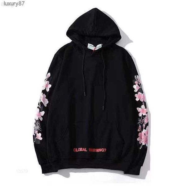 

luxury designer mens womens fashion hoodies pure cotton off flower arrow speed bump letter printing hooded sweater street hip lcl4, Black