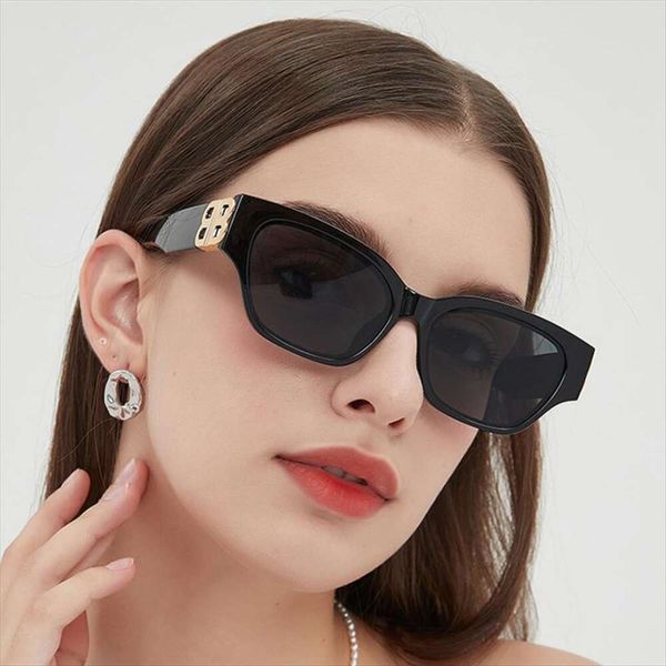 

cat eye small square sunglasses for womens personality street trend retro double b glasses summer, White;black