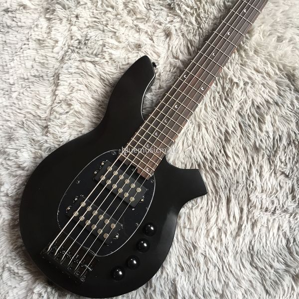 

6-string matt black electric bass guitars open hh pickups rosewood fretboard