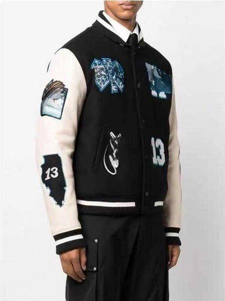 

designer jacket off brand coat style white autumn/winter heavy industry embroidered woolen jacket for men and women's couple baseball j, Black;brown