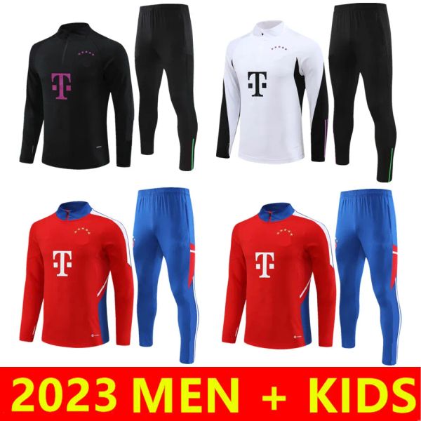 

2023 2024 sane kimmich bayern tracksuit kane soccer jersey men kids camiseta musiala goretzka gnabry 23/24 football training suit long sleev, Black