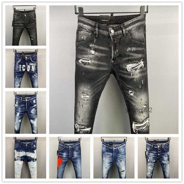 

2023 new arrivals d2 mens luxury purple designer denim jeans holes trousers dsquare jeans coolguy biker pants mens clothing 2#022y145, Blue