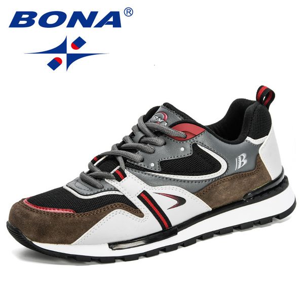 

dress shoes bona designers action leather sport man sneakers running men tennis male walking footwear trendy fitness 230829, Black