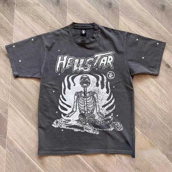 

men's t-shirts good quality hellstar studios inner peace fashion t-shirt men skeleton print washed women t shirt streetwear tees, White;black