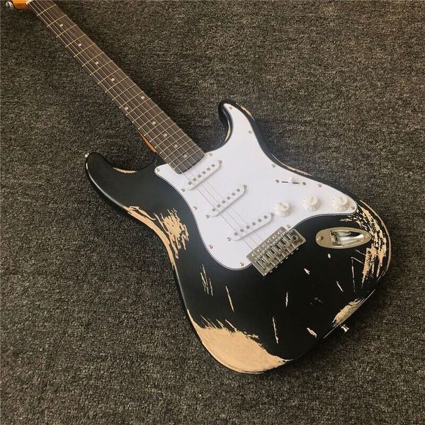 

heavy relic vintage style hand made electric guitar in black