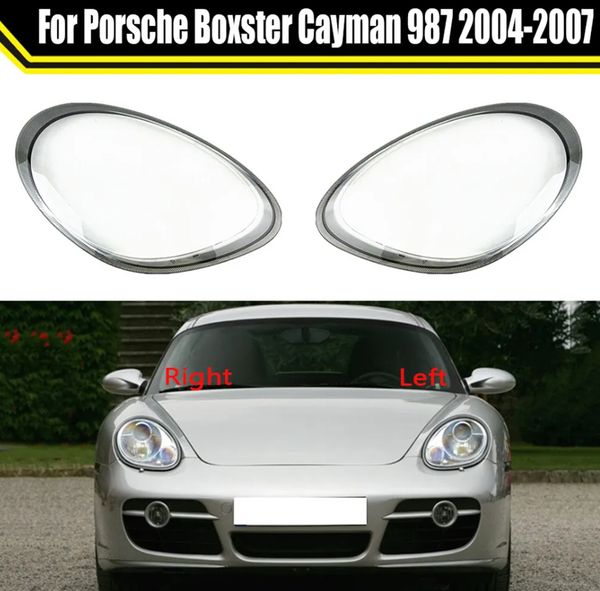 

car headlamp lens for porsche boxster cayman 987 2004-2007 transparent shell headlight glass replace the original lampshades