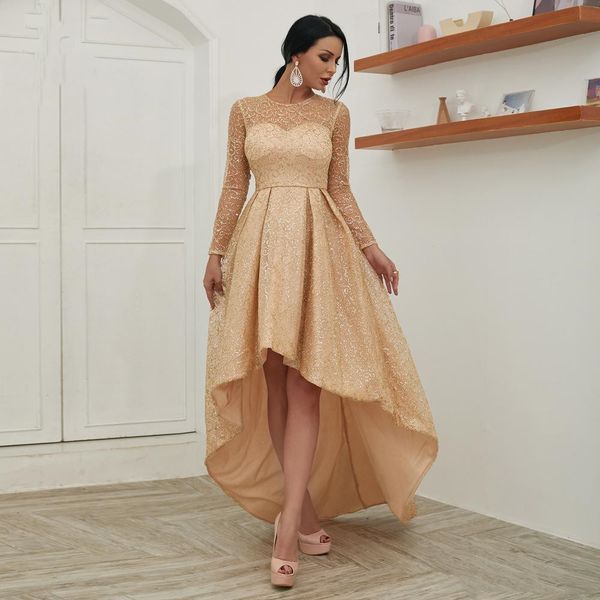 

casual dresses 2023 women embroidery lace prom homecoming dress scoop neck long sleeves gowns party vintage formal, Black