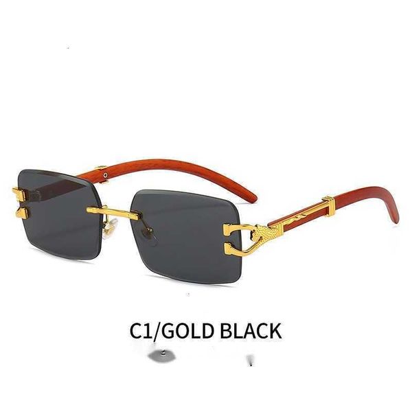 

for new sunglasses fashion frameless men's personalized leopard wood pattern mirror legs box for women's fashion aqsa ew4d, White;black