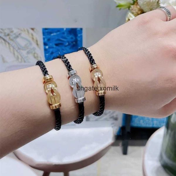 

designer bracelet luxury freds fieden bracelet 18k rose gold with diamond chance infinie octagonal buckle lucky talisman handrope, Golden;silver