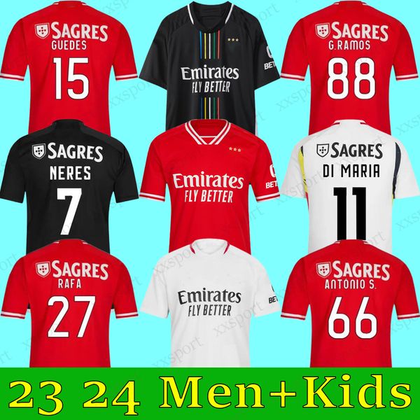 

23 24 benficas soccer jerseys darwin chiquinho rafa sefeqovic otamendi g.ramos 2023 2024 home men kids kit football shirt grimaldo j.weigl j, Black;yellow