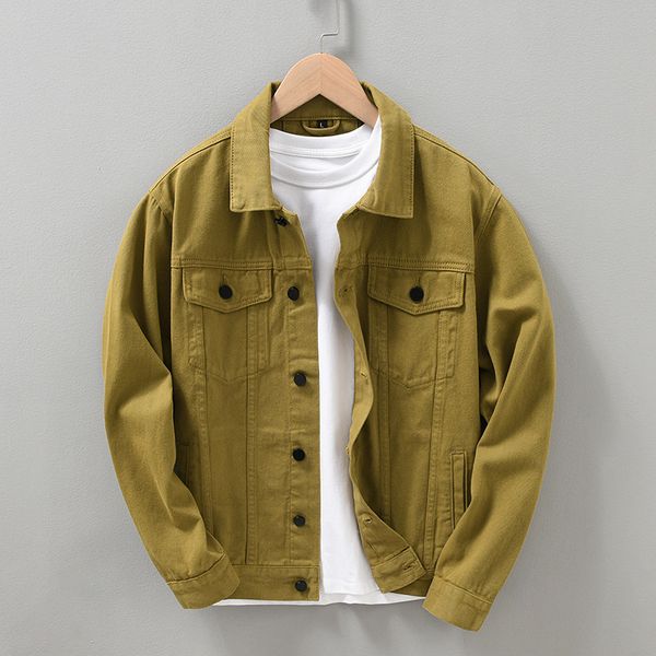 

men's jackets fashion men's workwear hunting denim jacket japanese style casual solid color slim fit classic coat male outerwear, Black;brown
