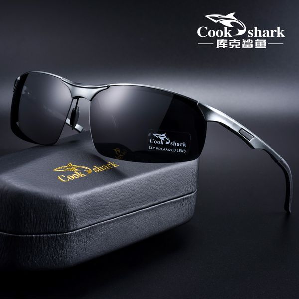 

sunglasses cook shark aluminum magnesium sunglasses men's hd polarized driving driver glasses 230828, White;black