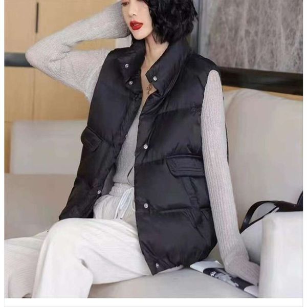 

korean version womens down of the autumn and winter casual light jacket vest, Black