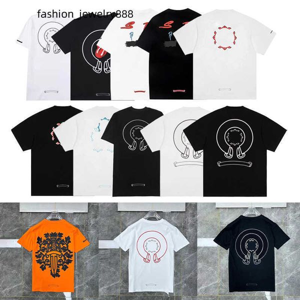 

designer mens womens t shirts summer loose brand with ch print letters clothing t-shirt classic luxurys tee casual pure cotton woman short s, White;black