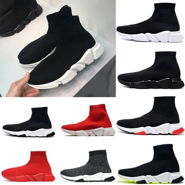

2023 sock shoes men women graffiti white black red beige pink clear sole lace-up neon yellow mens womens socks speed runner trainers flat pl
