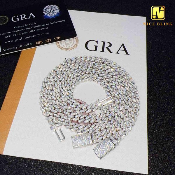 

small size moissanite cuban link necklace 6mm one row pass diamond tester 925 sterling silver men women jewelry iced out chains