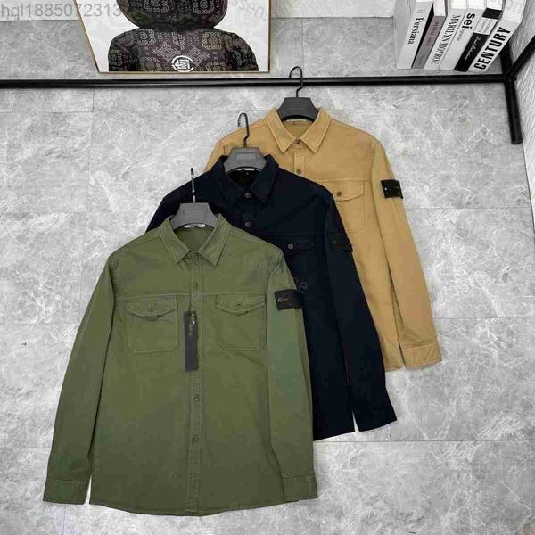 

designer stone pocket jackets island jacket long sleeve zipper badges men tshirt casual coat windbreaker embrodiery mens shirts autumn coats, Black;brown