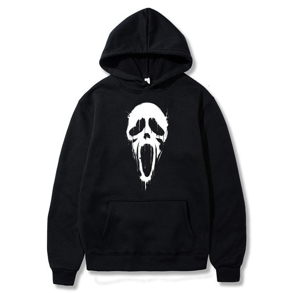 

men's hoodies sweatshirts halloween scream hoodies scary movie horror ghost print streetwear men women fashion oversized sweatshirts ho, Black