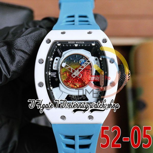 

rrf 52-05 latest version japan miyota nh automatic mens watch white metal ceramic case mars valles marineris dial azure rubber strap super e, Slivery;brown