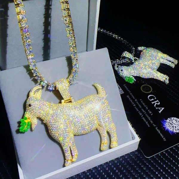 

custom iced out jewelry fashion sterling sier hip hop moissanite sheep pendant custom pendant, Silver