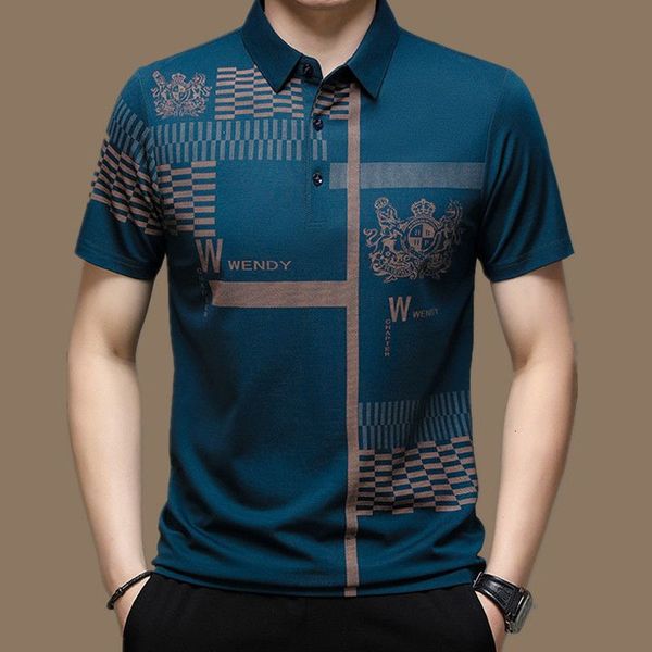 

men's polos summer business office casual short sleeve poloneck tshirt 2023 fashion male clothes korean trend printed spliced 230828, White;black